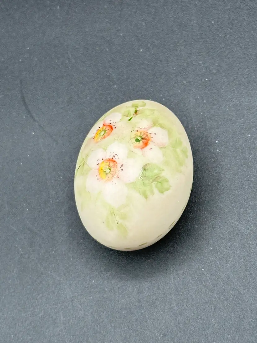 Vintage Hand Painted Porcelain Egg with Floral Motif