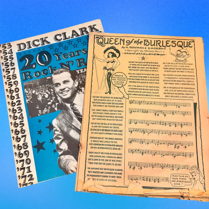 #20 Lot/2 Vintage Music Ephemera Dick Clark 20 Years of Rock ‘n' Roll Yearbook (1973) & Hit Parader Music v2n1 (1943)
