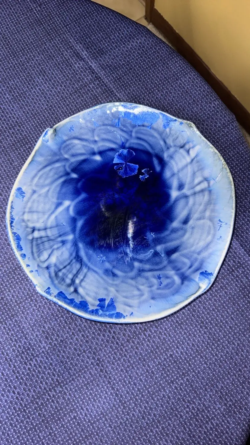 Bill Campbell crystalline pottery 13.25” diameter hanging platter