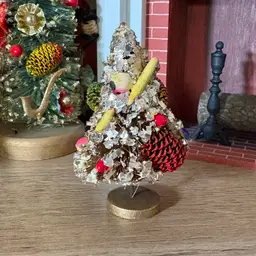 Vintage Christmas Miniature Bottle Brush Tree Fruit Glitter Japan