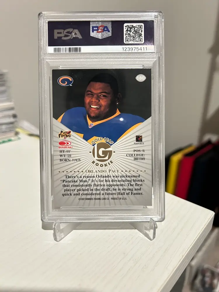 1997 Leaf Orlando Pace Rookie PSA 9 Card No. 180