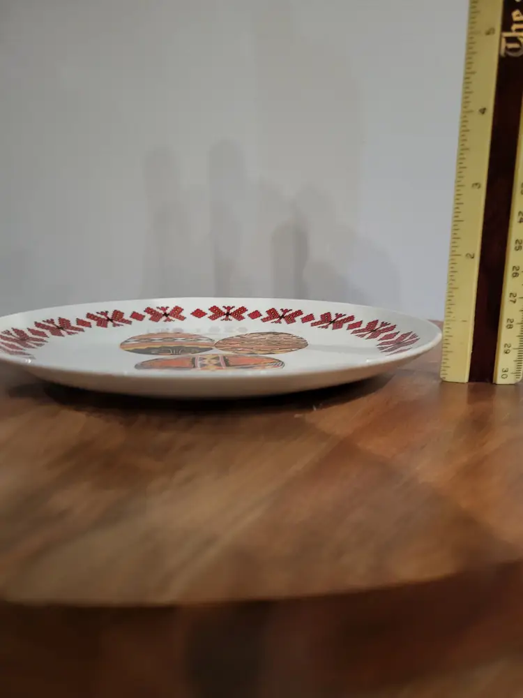 Vintage Ukranian Egg Decorative Plate Quilted Design