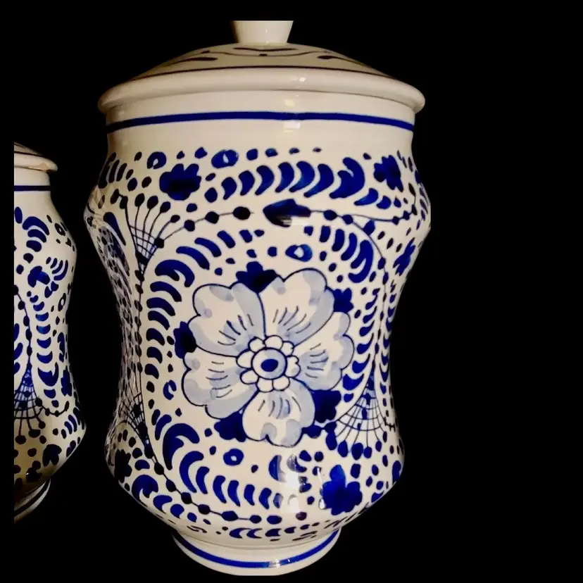 Italian Canister Pottery Hand Painted Ceramic Canister Set