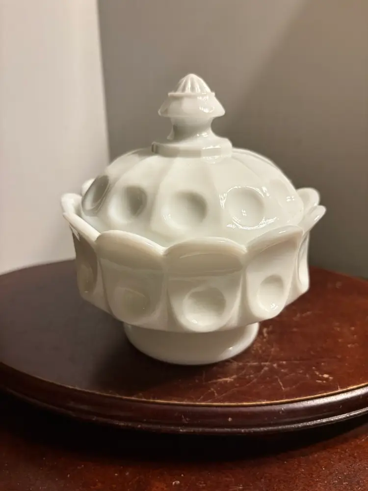 Indiana Glass Thumbprint Lidded Candy Dish