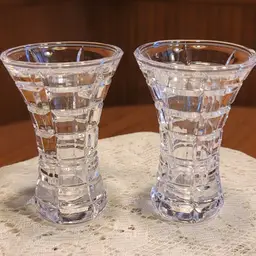VTG Mikasa Prisma Mini Petite Clear Crystal Vases Set of 2