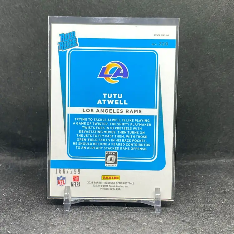 Tutu Atwell Donruss Optic Rated Rookie BLUE Parallel /299 Los Angeles Rams