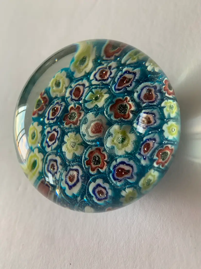 Paperweight Glass With Flowers