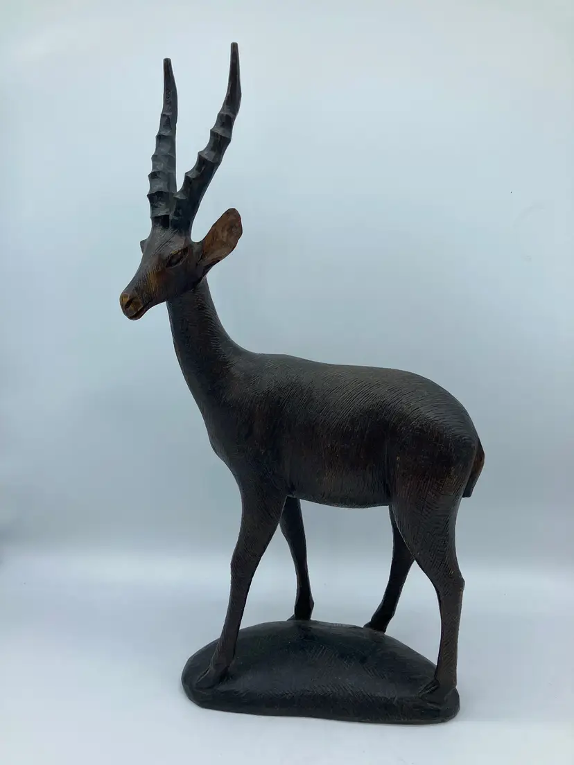 Hand Carved Vintage Wooden Gazelle Impala Eland Antelope Made in Kenya Africa Genuine