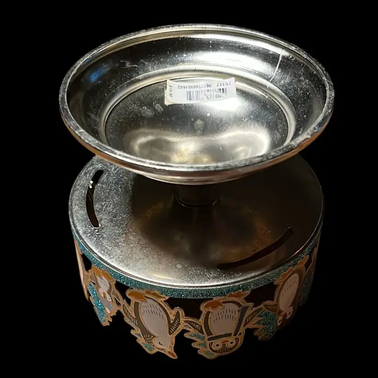 23. Bath & Body Works Dancing Penguins Candle Pedestal Holder Sleeve 3-Wick Glitter 3-1/2” Tall