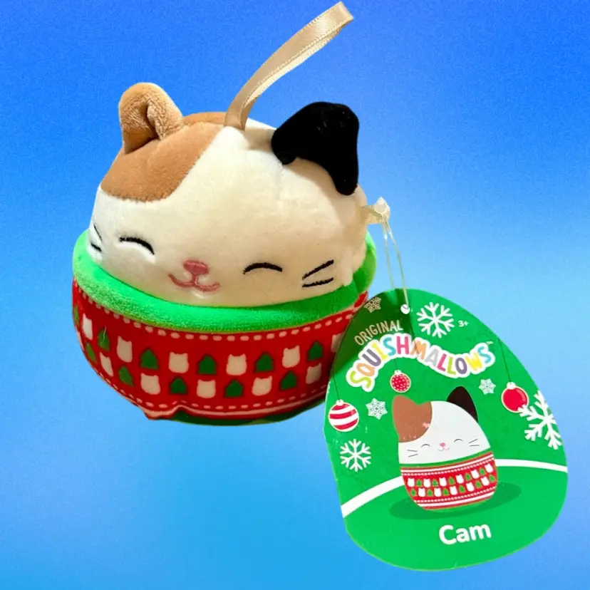 Cam The Cat With Ugly Christmas Sweater Squishmallow Plush Christmas Ornament NWT (KK)