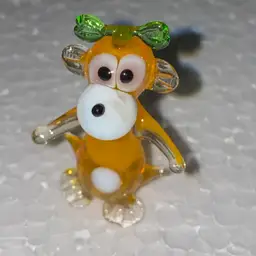 #09- Just In From Ukraine- Hand Blown Glass- Medium Orange Monkey 1.5" Tall