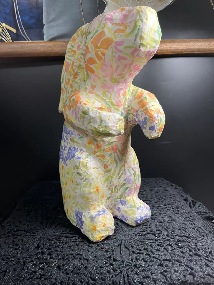 Standing Rabbit-Made w/ Recycled Spring Floral Wrapping Paper