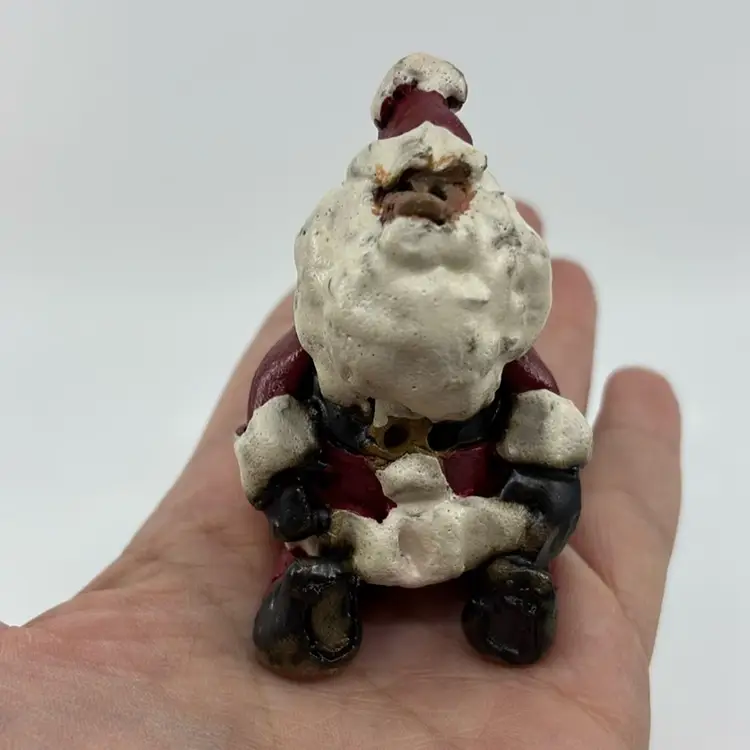 Sara Meadows Pottery Mini Santa Figure Signed 3”