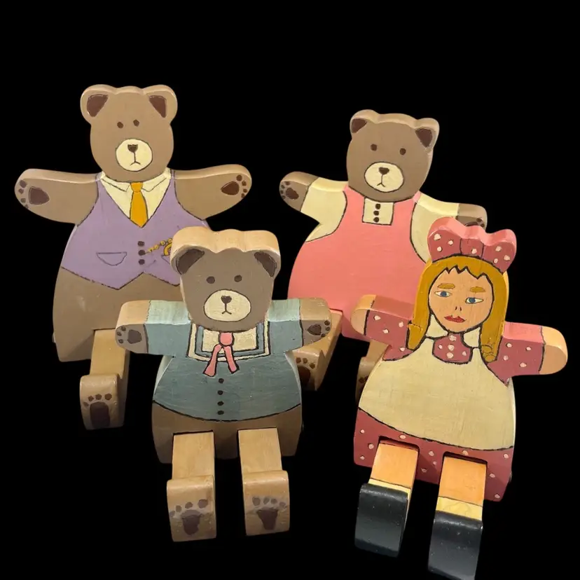 Handmade Wooden Goldilocks And The Three Bears Shelf Sitters, Nursery Story Shelf Sitters, Nursery Decor, Childs Room Decor