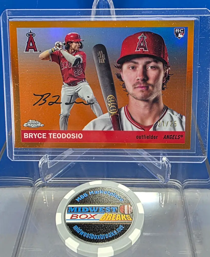 Bryce Teodosio 2025 Chrome Platinum Orange Refractor RC 21/25 Los Angeles Angels