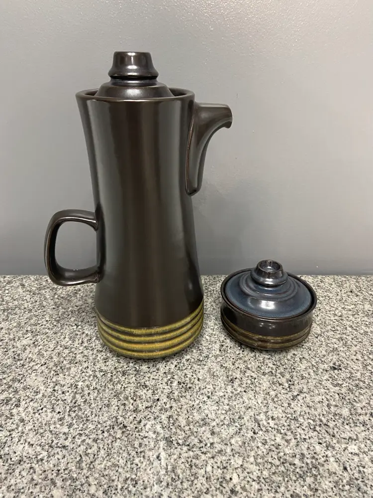 VTG Denby Kismet Bokhara MCM 60s England “Blue” Coffee Pot & Sugar Bowl W/Lids