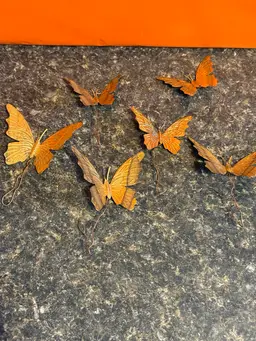 Set Of 6 Little Brass Butterflies