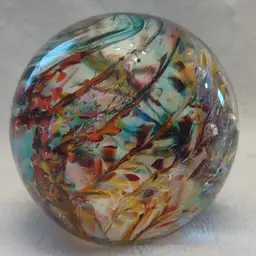 Dichroic Confetti Swirl Hand Blown Glass Paperweight