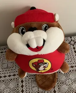 Buc-ees Beaver Mascot Stuffed Toy 7 Inch Fat Round Ball Squishy Long Tail Cute