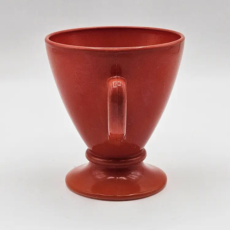 Hazel Atlas Ovide Rust Sugar Bowl Orange Vintage Platonite Opaque Milk Glassware