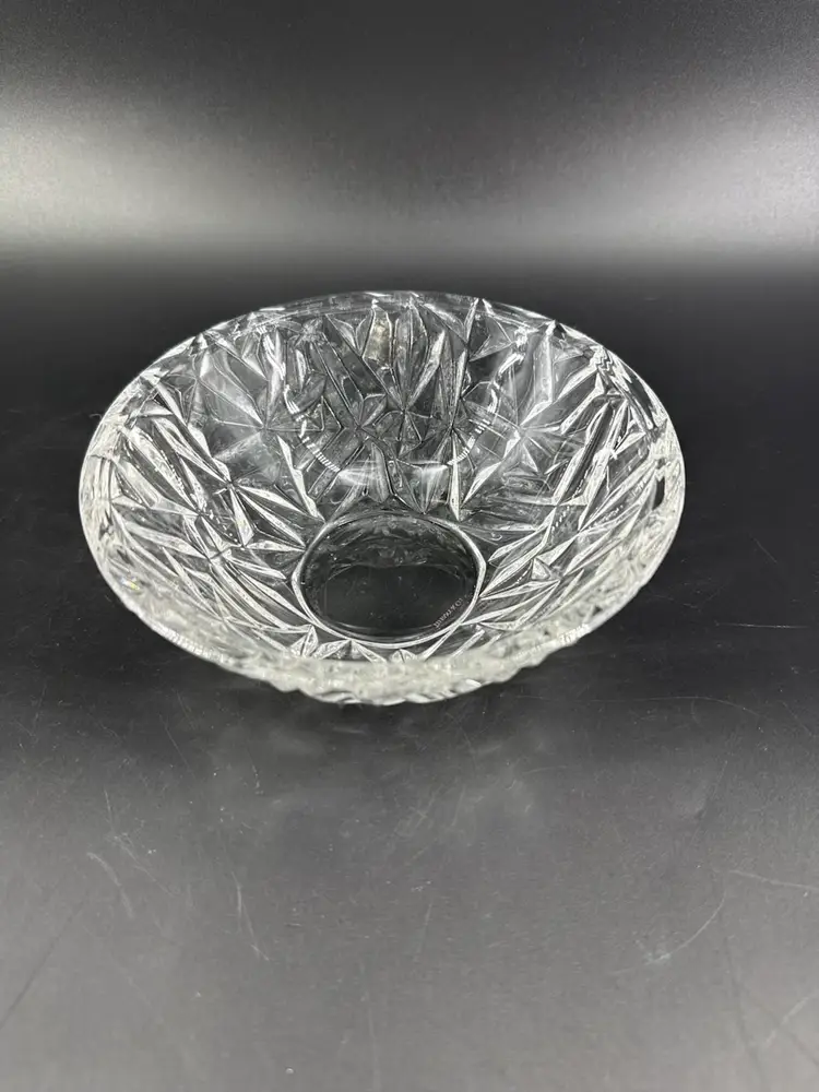 Signed Tiffany & Co Glass Rock Cut 6" Bowl EUC