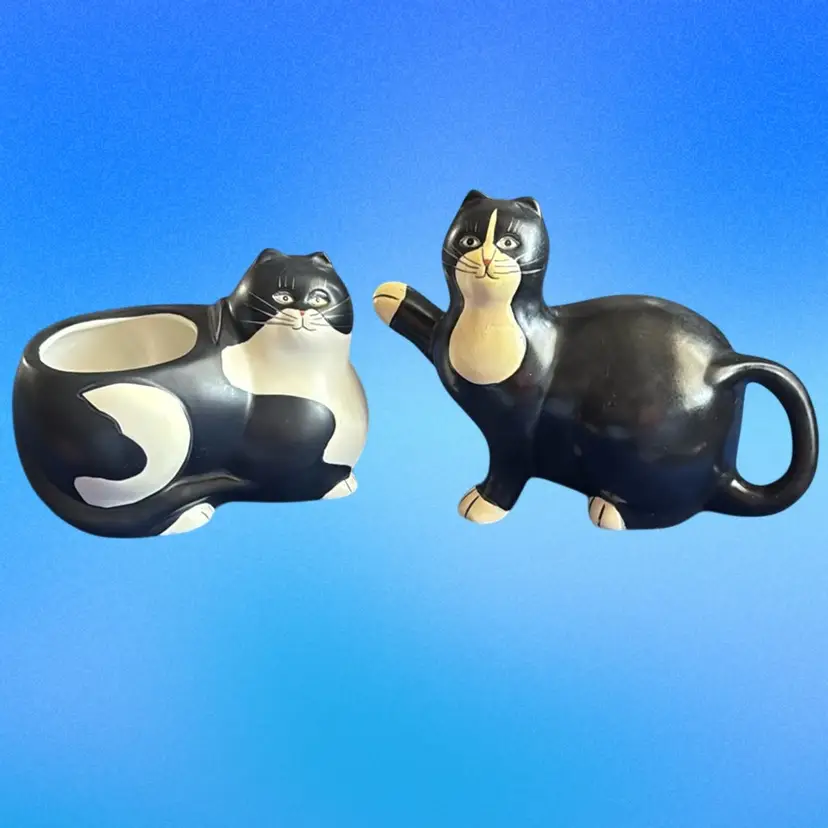 Sakura Warren Kimble Ceramic Sugar & Creamer Cats *