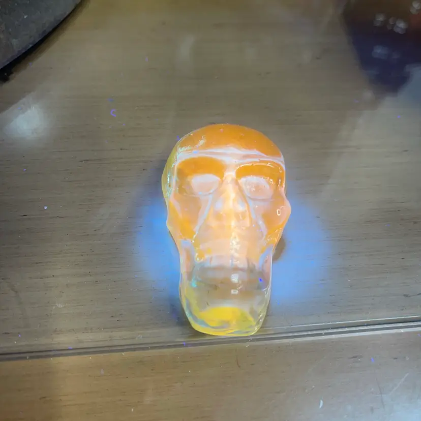 Glowy Skull Glass Paperweight 2.25”
