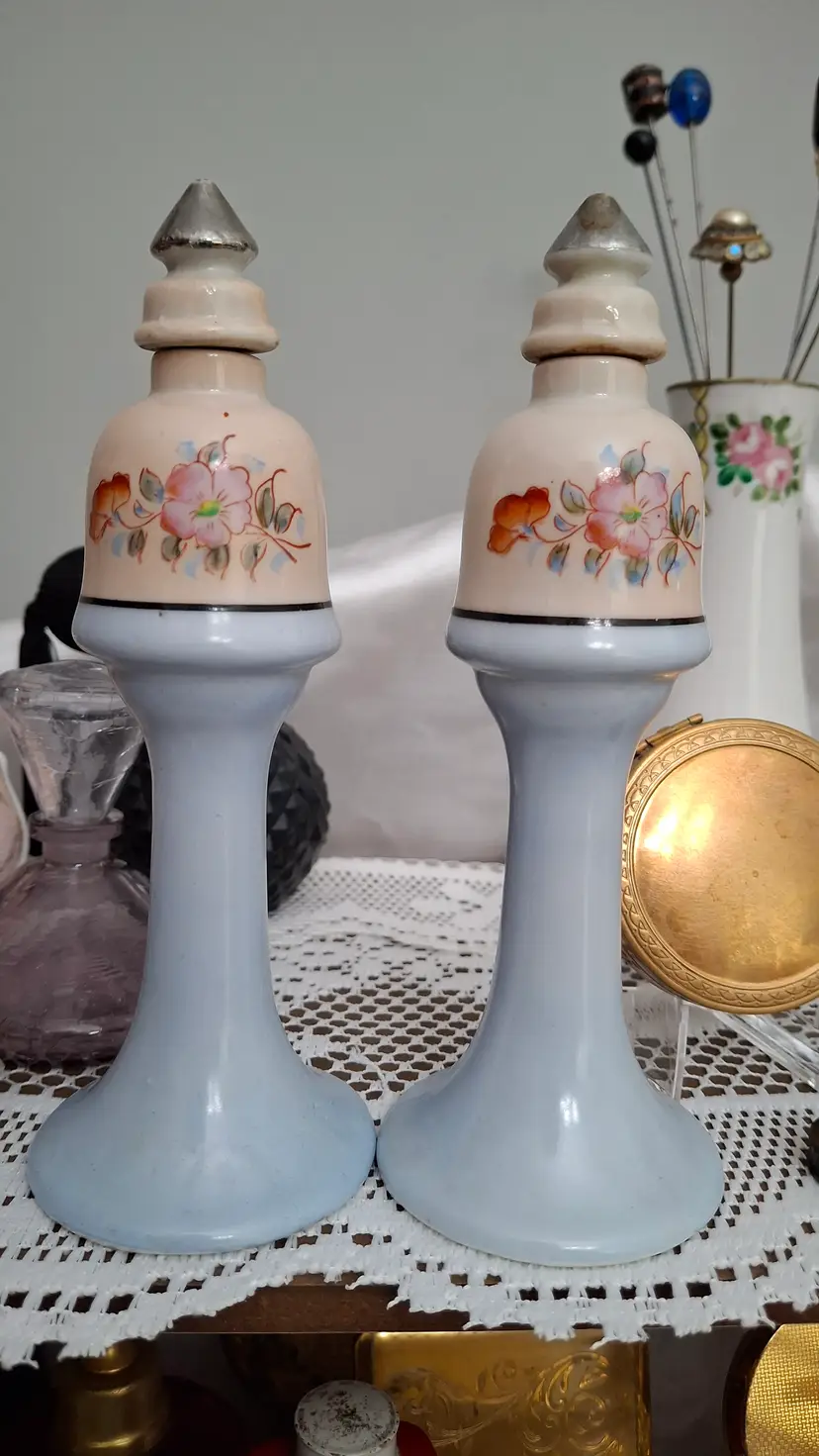 218 Vintage Hand Painted Japan Porcelain Perfume Bottles – Pair