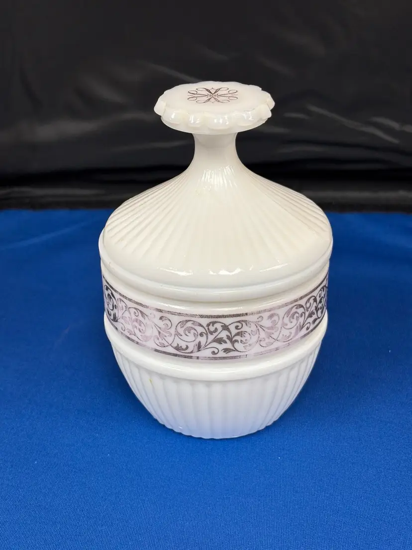 Vintage Avon Milk Glass Vanity Powder Or Trinket Dish Pedestal Candle Holder