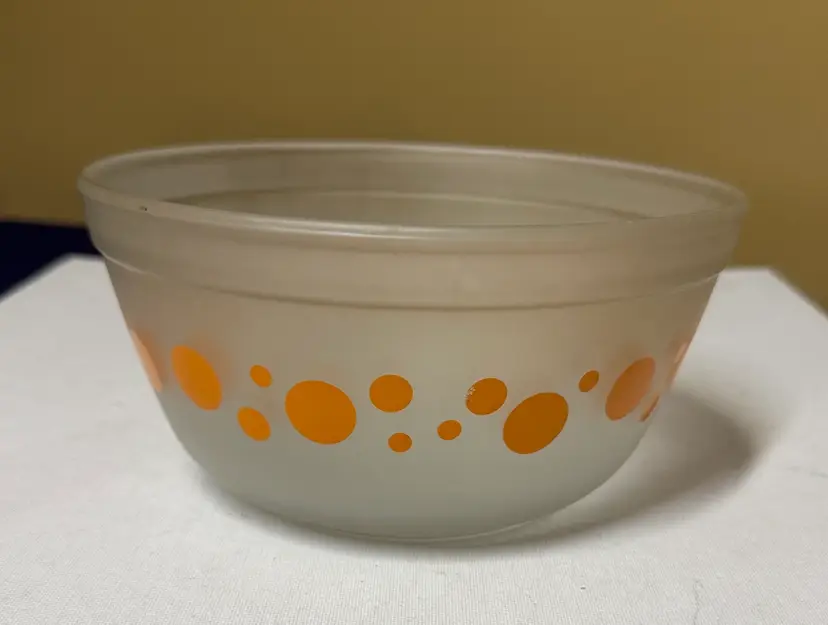Anchor Hocking Orange Polka Dot Frosted Bowl 1.5 Qt