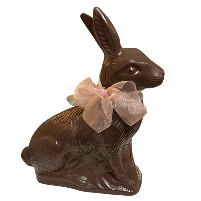 Vintage Hobbyist Ceramic Chocolate Bunny Signed 9”