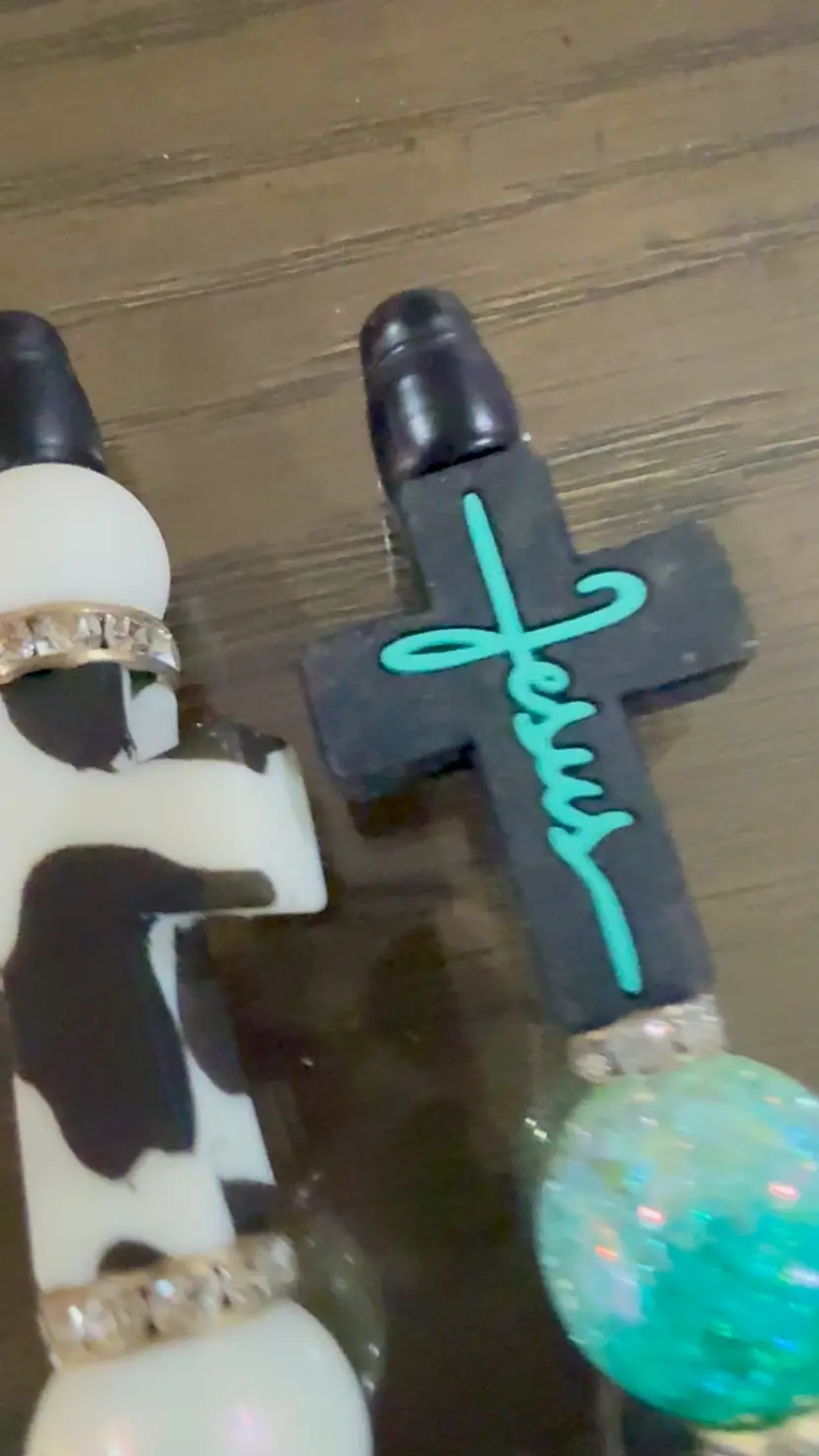 2 Handmade Faith Cross Beadable Pen Gift