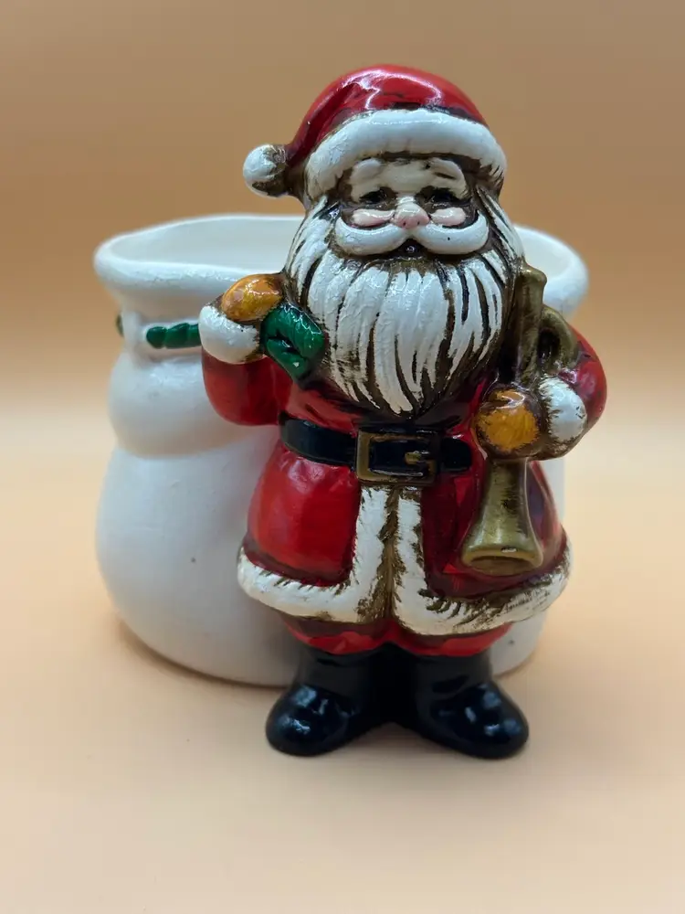 Vintage- Napco-SANTA CLAUS W/Toy Bag-Planter-Vase-Candy Holder Japan Made