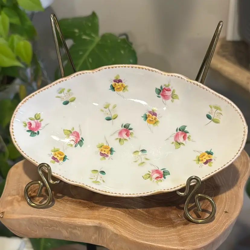 7.5” Hand Painted Floral Dish