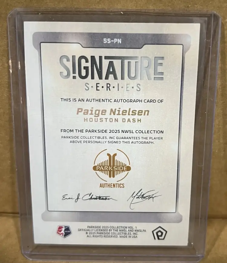 2025 Parkside NWSL Vol 1 Paige Nielsen /99 Signature Series