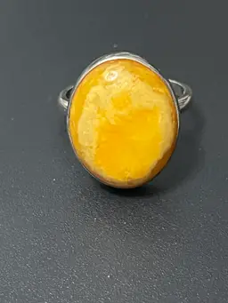 Butterscotch Amber Sterling Silver Vintage Ring Size 7.5