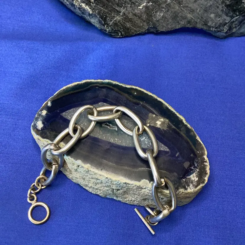 Vintage Sterling Silver Link Bracelet 7”