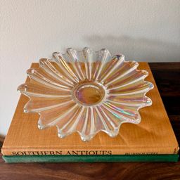 Vintage Federal Glass “Celestial” Iridescent Plate / Bowl – 9.25" Starburst Design