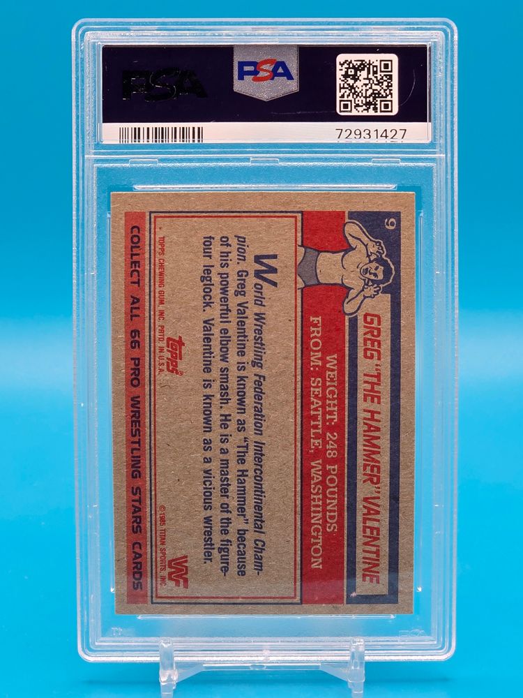 Greg "The Hammer" Valentine 1985 Topps WWF Pro Wrestling Stars PSA DNA auto