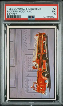 1953 Bowman Firefighter Modern Hook and Ladder PSA 5