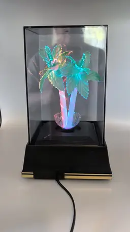 Vtg Fiber Optic Palm Trees Box Lamp Color Changing 1988 12 Inch Beautiful Works