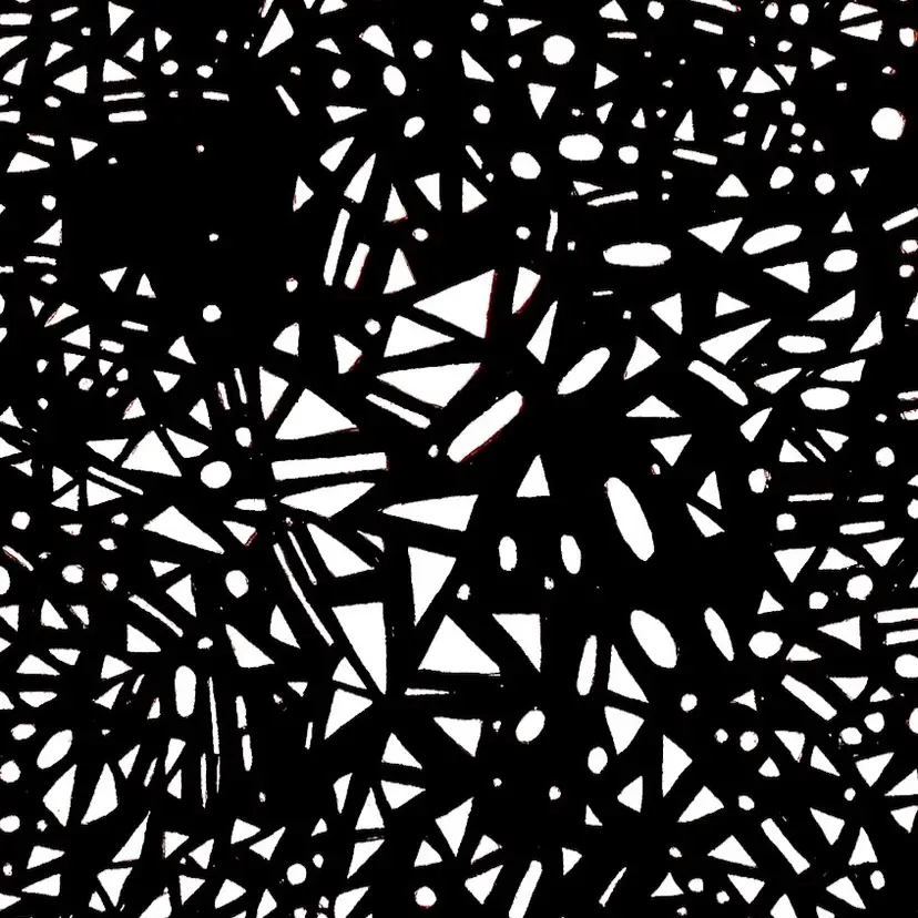 Cosmic Geometry: Black & White Abstract Wall Art Print