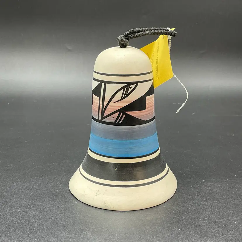 Native American Wind Bell Handmade Pottery VTG Signed Original Label