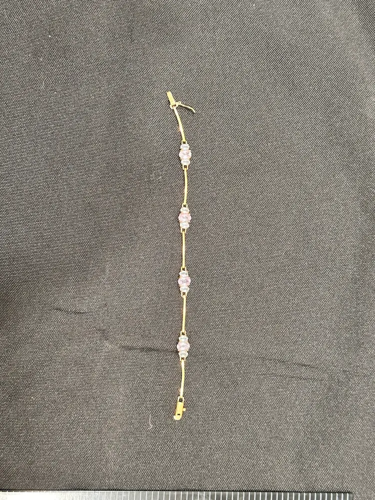 087 Gold Tone Sterling Silver Amethyst Topaz Rhinestone Bracelet 7"