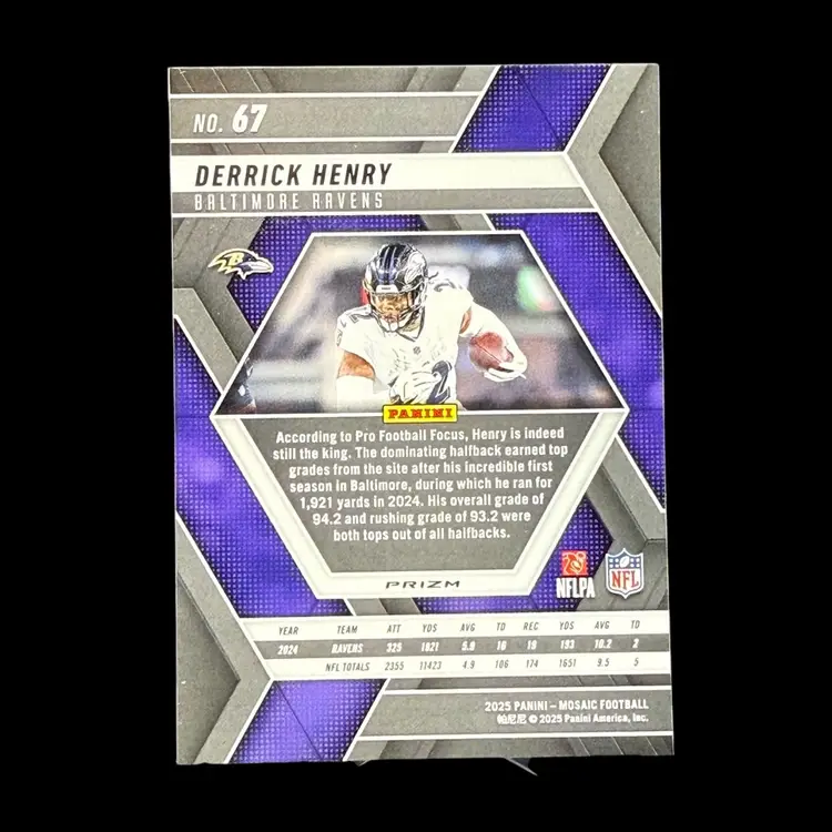 DERRICK HENRY 2025 Panini Mosaic #67 Reactive Purple Prizm Baltimore Ravens