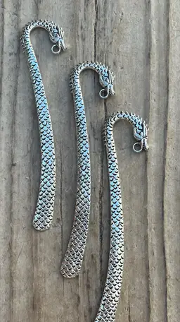 3 Silver Metal Dragon Bookmarks AUCTION CLOSEOUT