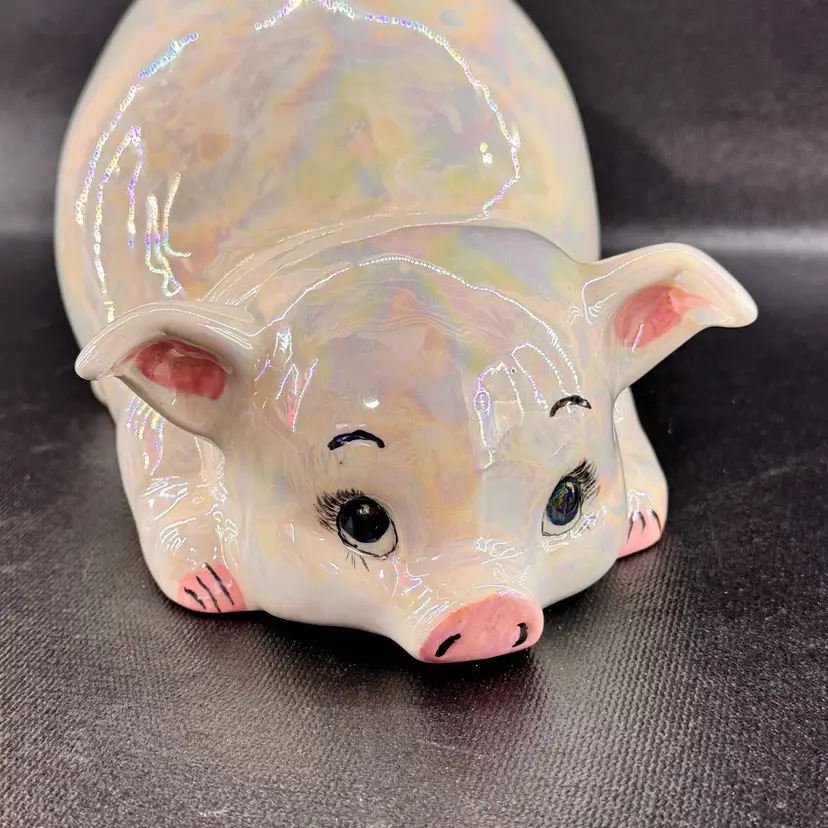 Hand Painted Hobbiest Iridescent Ceramic Piggy Bank