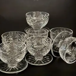 WATERFORD Crystal "Clare" Cut Footed Grapefruit/Dessert Cups-set of 7