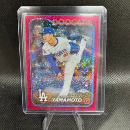 Yoshinobu Yamamoto 2024 Topps Chrome Magenta Sparkle Refractor /350 RC Los Angeles Dodgers