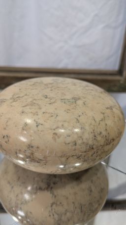 Soap Stone Sphere Carved Trinket Box Round Geometric Brazil Sphere